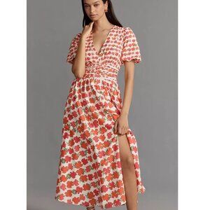 Anthropologie The Katerina Button-Front Dress Maxi Poppy Floral Plus Size 2X NWT